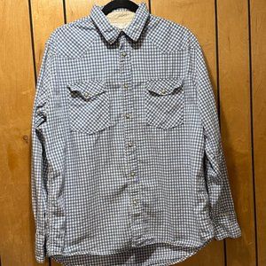 Jeffrey Max Long Sleeve Pearl Snap Buttons Shirt Gingham Light Blue Mens